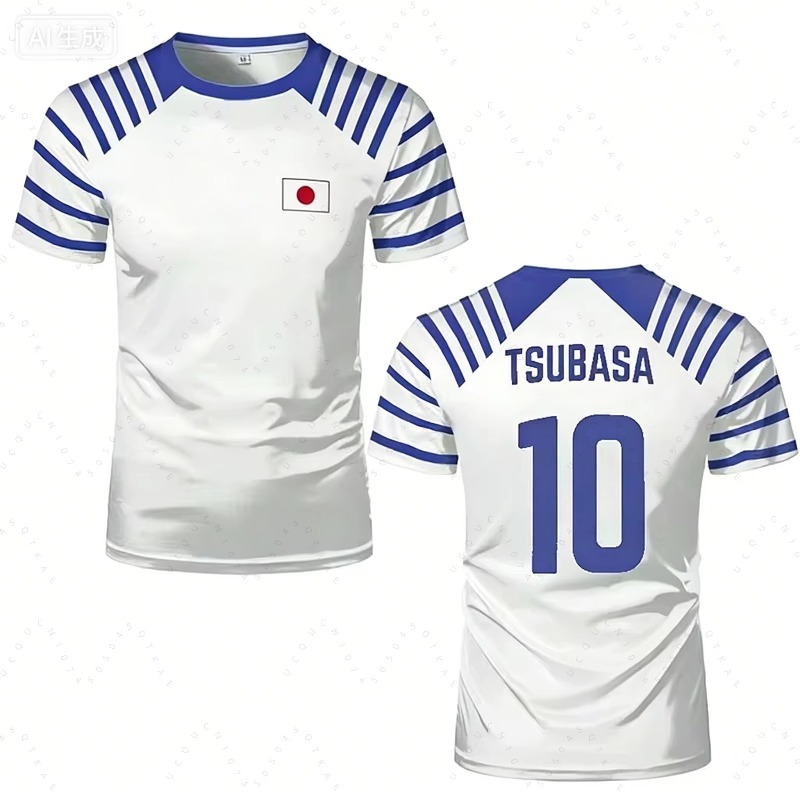 Anime Merchandise For Women - 2026 ホットキャプテン翼アニメ男性女性 Tシャツ日本国旗プリント夏半袖カジュアル Tシャツスポーツキッズサイクリング Tシャツ
