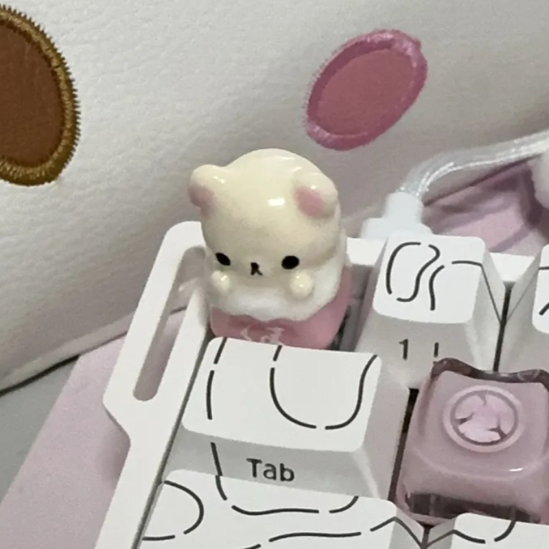 Keycap Artisan Anime - かわいいリラックマキーキャップ リラックスベア アーティザンアニメキーキャップ メカニカルキーボード用 究極のデスクセットアップ 女の子への必須ギフト