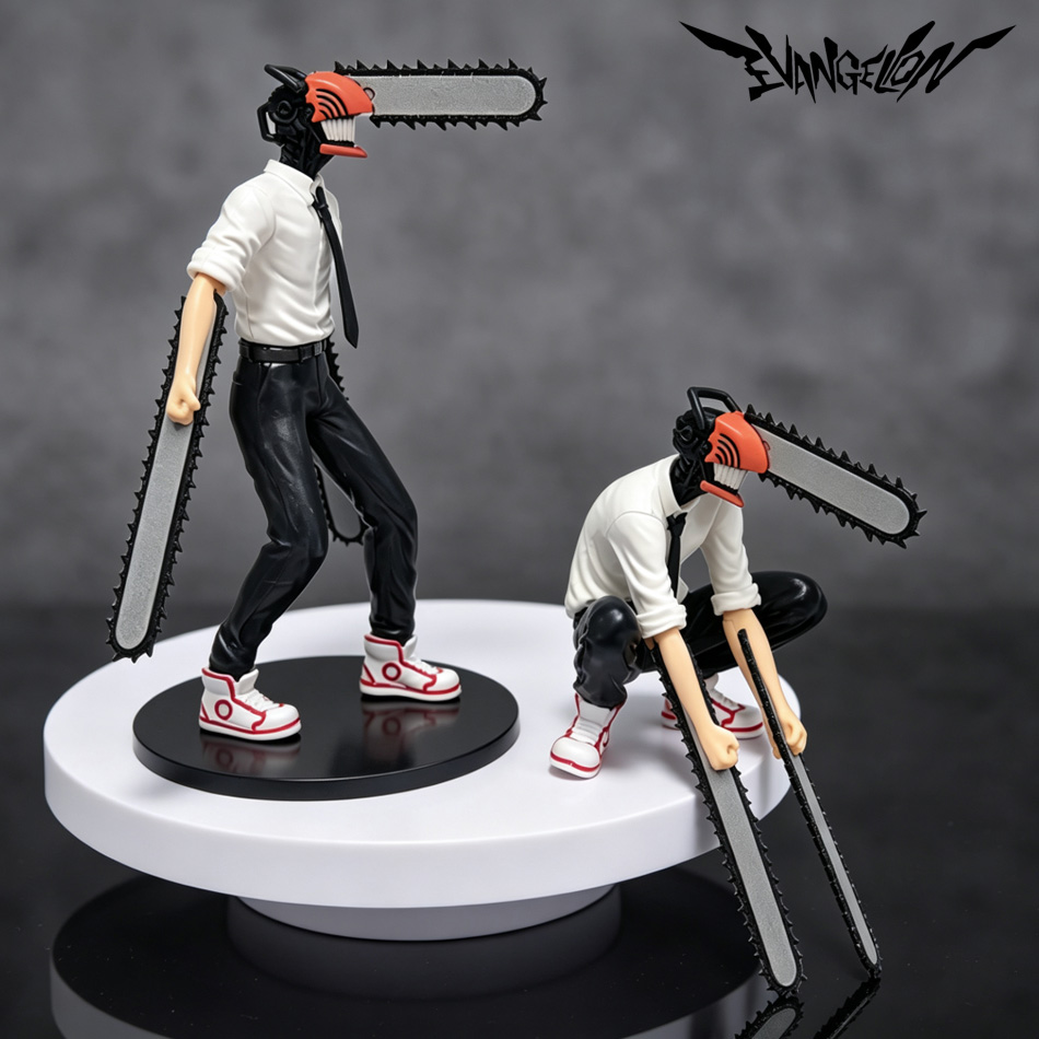 Anime Merchandise From Japan - 18cmのチェンソーマン・デンジのフィギュア。立ち姿としゃがみ姿の2種類のポーズがセットになっており、アニメのコレクションモデル、グッズ、装飾品として最適。ギフトとしても使えるおもちゃ。