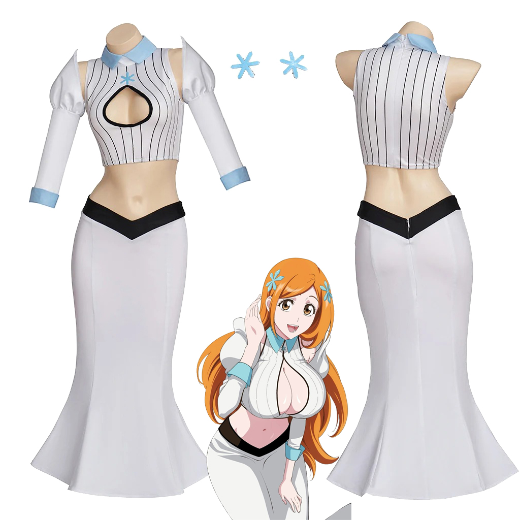 Anime Merchandise For Women - アニメ「オリヒメ」イノウエ コスプレ衣装 セクシーな白いシャツとスカート 女性用 ハロウィン カーニバル