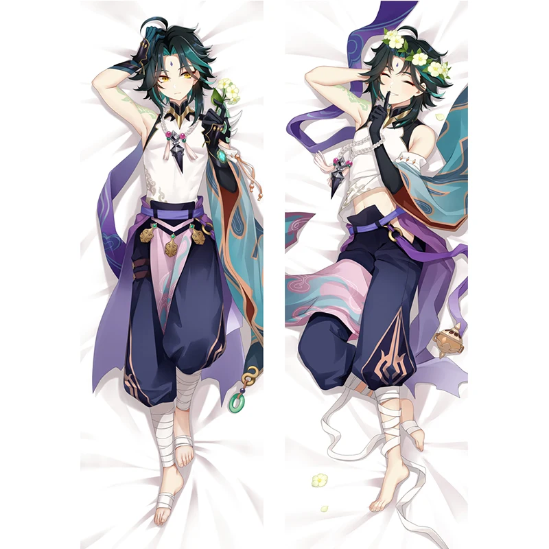 Body Pillow Cover - アニメ原神インパクトシャオコスプレ抱き枕ケースコスプレアクセサリー両面抱き枕カバーピーチスキン枕カバー