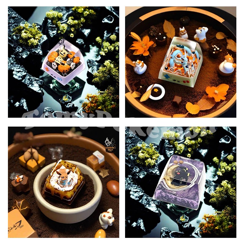 Keycap Artisan Anime - 樹脂製メカニカルキーボード,ポケモンキーボード,mewtwo,オンブレオン,クロスシャフト,ピカチュウ,トラベル,素敵なステレオイラスト,新品