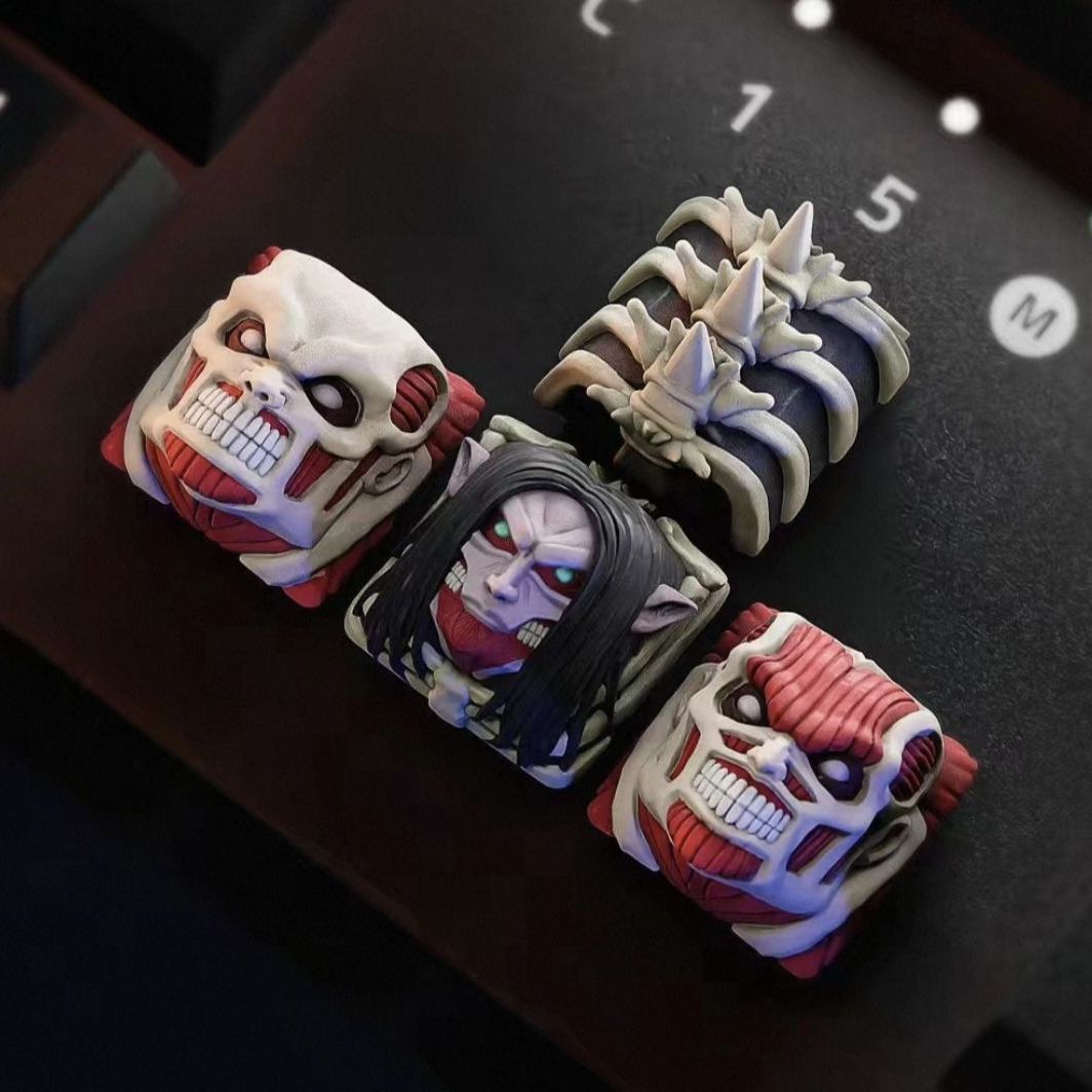 Keycap Artisan Anime - 新しい進撃の巨人共同ブランドキーキャップセット漫画アラン 3D パーソナライズされたメカニカルキーボードクロス軸キーキャップ男の子のギフトおもちゃ