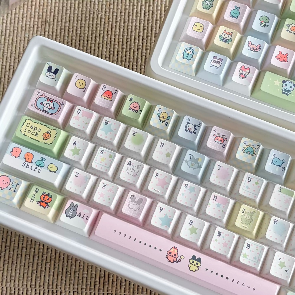 Keycap Artisan Anime - アニメ電子ペットキーキャップセット PBT キーボードキャップカスタム MOA チェリープロファイルキーキャップメカニカルキーボードアクセサリーギフト用