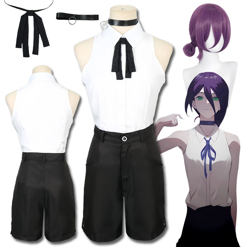 Anime Merchandise For Women - アニメレゼコスプレチェーンソーマンコスプレ衣装シャツショーツネックレス靴下レゼスーツウィッグハロウィンカーニバルcos大人女性