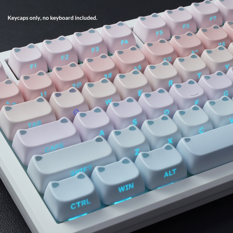 113キー MAO キュートな猫耳半透明キーキャップ PBT - Keycap Artisan Anime のレビューと価格