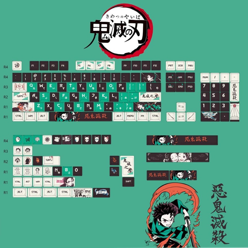 デーモンスレイヤーキーキャップ竈門炭治郎PBT染料昇華OEM - Keycap Artisan Anime のレビューと価格