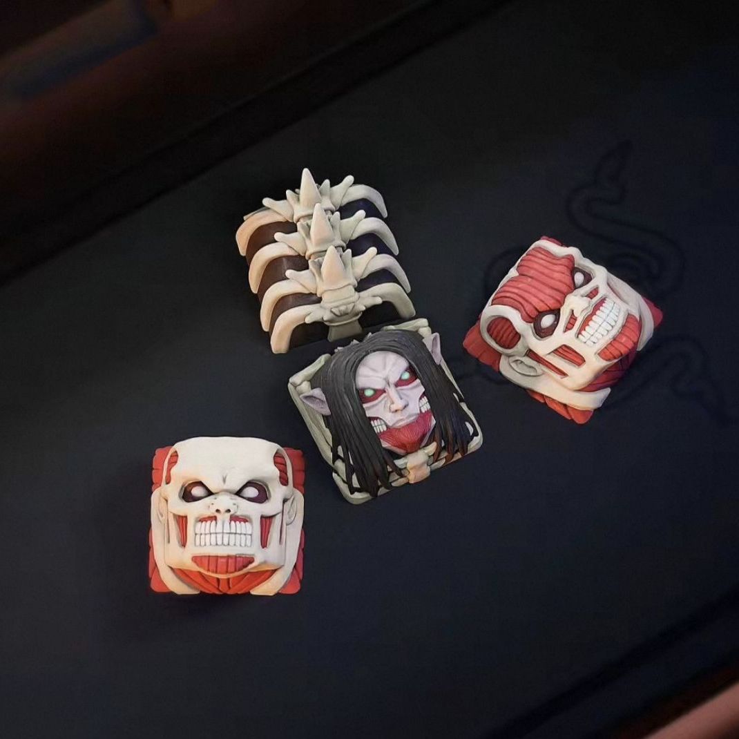 新しい進撃の巨人共同ブランドキーキャップセット漫画アラン 3 - Keycap Artisan Anime のレビューと価格