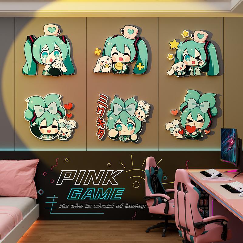 かわいい初音ミクステッカー寝室壁画ルームアレンジメント装飾ア - Anime Merchandise From Japan のレビューと価格